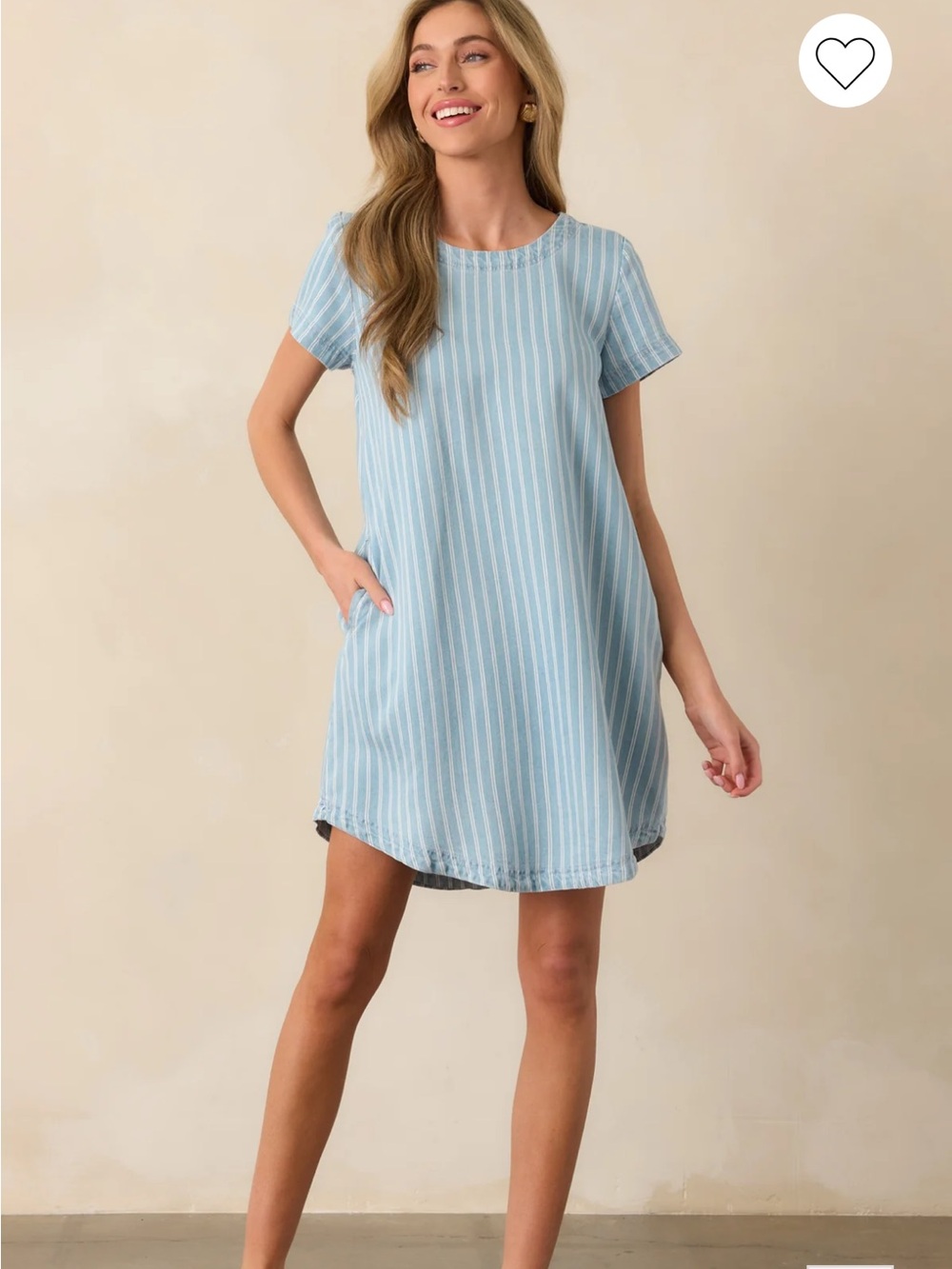 Light Blue Striped Casual Shift Dress